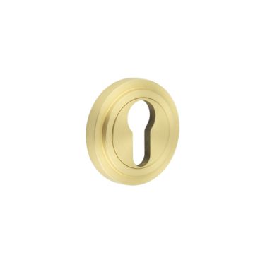 Click Here To Enlarge This Photo Of BUR-61SB-73SB Frelan Hardware Burlington Euro Profile Escutcheon on Stepped Rose Satin Brass