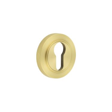 Click Here To Enlarge This Photo Of BUR-61SB-75SB Frelan Hardware Burlington Euro Profile Escutcheon on Knurled Rose Satin Brass