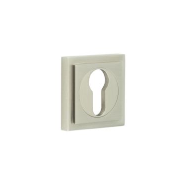 Click Here To Enlarge This Photo Of BUR-61SN-173SN Frelan Hardware Burlington Euro Profile Escutcheon on Square Stepped Rose Satin Nickel