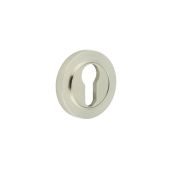 BUR-61SN-71SN Frelan Hardware Burlington Euro Profile Escutcheon on Plain Rose Satin Nickel