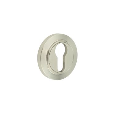 Click Here To Enlarge This Photo Of BUR-61SN-72SN Frelan Hardware Burlington Euro Profile Escutcheon on Chamfered Rose Satin Nickel
