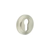 BUR-61SN-72SN Frelan Hardware Burlington Euro Profile Escutcheon on Chamfered Rose Satin Nickel