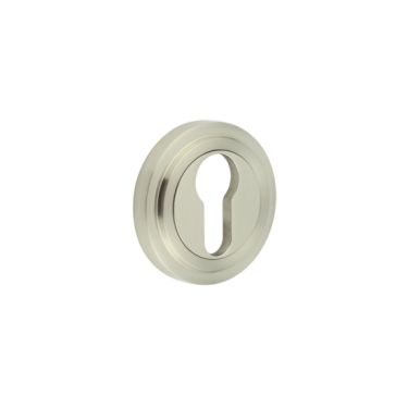 Click Here To Enlarge This Photo Of BUR-61SN-73SN Frelan Hardware Burlington Euro Profile Escutcheon on Stepped Rose Satin Nickel