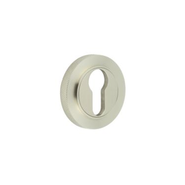 Click Here To Enlarge This Photo Of BUR-61SN-75SN Frelan Hardware Burlington Euro Profile Escutcheon on Knurled Rose Satin Nickel