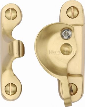 Click Here To Enlarge This Photo Of V2060L-SB Heritage Brass Fitch Pattern Sash Fastener Lockable Satin Brass Finish