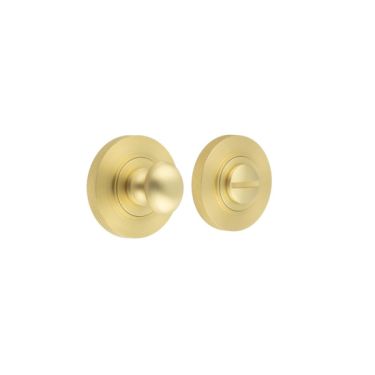 Click Here To Enlarge This Photo Of BUR-80SB-55SB Frelan Hardware Burlington Turn & Release (Inner 1) Knurled Rose Satin Brass