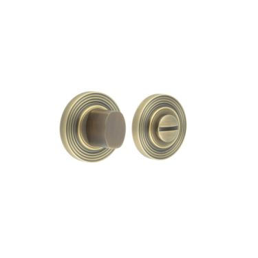 Click Here To Enlarge This Photo Of BUR-81AB-53AB Frelan Hardware Burlington Turn & Release (Inner 3) Reeded Rose Antique Brass