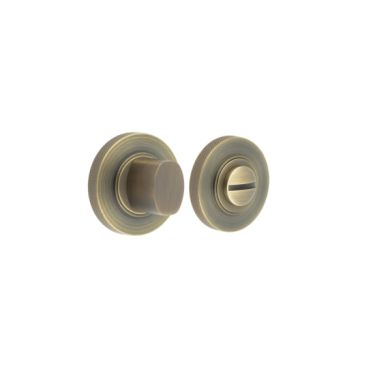 Click Here To Enlarge This Photo Of BUR-81AB-55AB Frelan Hardware Burlington Turn & Release (Inner 3) Knurled Rose Antique Brass