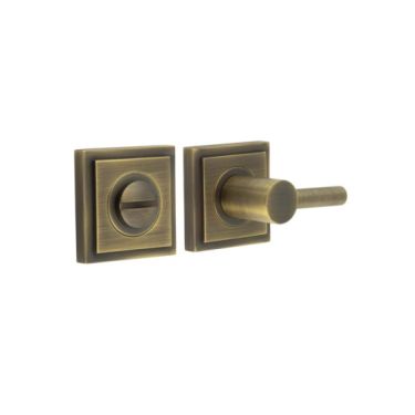 Click Here To Enlarge This Photo Of BUR-82AB-152AB Frelan Hardware Burlington Easy Turn & Release on Square Stepped Rose Antique Brass