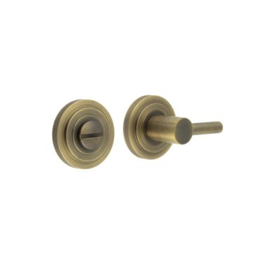 Click Here To Enlarge This Photo Of BUR-82AB-52AB Frelan Hardware Burlington Easy Turn & Release on Stepped Rose Antique Brass
