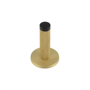 Click Here To Enlarge This Photo Of BUR-968SB-971SB Frelan Hardware Burlington Knurled 75mm Wall Mounted Door Stop (Plain Rose) Satin Brass