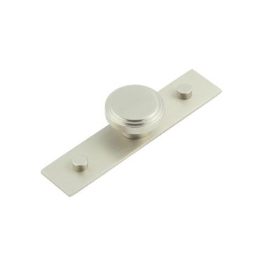 Click Here To Enlarge This Photo Of HOX-1040SN-5090SN Frelan Hardware Hoxton Cropley Cupboard Knob 40mm on Plain Backplate Satin Nickel