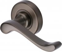 V3010-MB Heritage Brass Door Handle Lever Latch on 53mm Round Rose Bedford Design Matt Bronze Finish