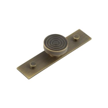 Click Here To Enlarge This Photo Of HOX-1140AB-5090AB Frelan Hardware Hoxton Murray Cupboard Knob 40mm on Plain Backplate Antique Brass