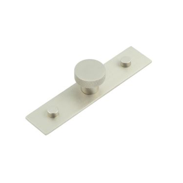 Click Here To Enlarge This Photo Of HOX-130SN-5090SN Frelan Hardware Hoxton Wenlock Cupboard Knob 30mm on Plain Backplate Satin Nickel