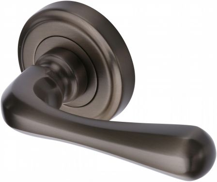 Click Here To Enlarge This Photo Of V3020-MB Heritage Brass Door Handle Lever Latch on Round Rose Charlbury Design Matt Bronze Finish