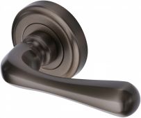 V3020-MB Heritage Brass Door Handle Lever Latch on Round Rose Charlbury Design Matt Bronze Finish