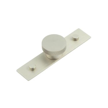Click Here To Enlarge This Photo Of HOX-140SN-5090SN Frelan Hardware Hoxton Wenlock Cupboard Knob 40mm on Plain Backplate Satin Nickel