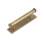 HOX-150AB-5050AB Frelan Hardware Hoxton Wenlock Cabinet Handle 96mm on Plain Backplate Antique Brass