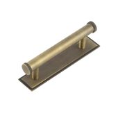 HOX-150AB-6050AB Frelan Hardware Hoxton Wenlock Cabinet Handle 96mm on Stepped Backplate Antique Brass