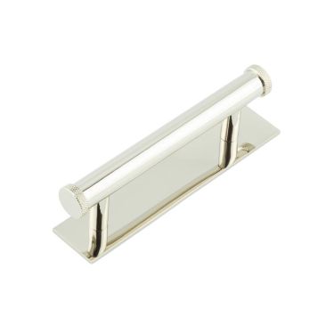 Click Here To Enlarge This Photo Of HOX-150PN-5050PN Frelan Hardware Hoxton Wenlock Cabinet Handle 96mm on Plain Backplate Polished Nickel
