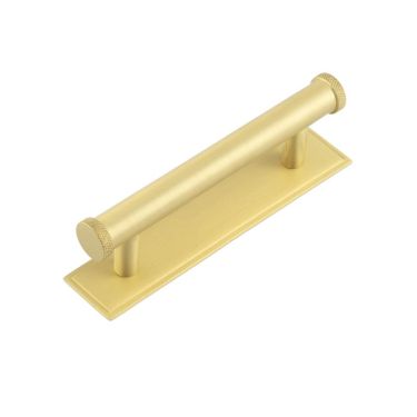 Click Here To Enlarge This Photo Of HOX-150SB-6050SB Frelan Hardware Hoxton Wenlock Cabinet Handle 96mm on Stepped Backplate Satin Brass