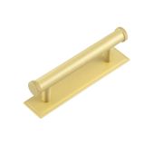 HOX-150SB-6050SB Frelan Hardware Hoxton Wenlock Cabinet Handle 96mm on Stepped Backplate Satin Brass