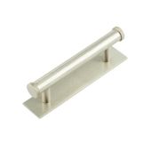 HOX-150SN-5050SN Frelan Hardware Hoxton Wenlock Cabinet Handle 96mm on Plain Backplate Satin Nickel