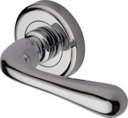 V3020-PC Heritage Brass Door Handle Lever Latch on Round Rose Charlbury Design Polished Chrome Finish