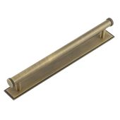 HOX-160AB-6060AB Frelan Hardware Hoxton Wenlock Cabinet Handle 224mm on Stepped Backplate Antique Brass
