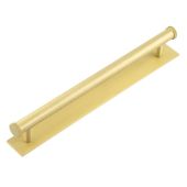 HOX-160SB-5060SB Frelan Hardware Hoxton Wenlock Cabinet Handle 224mm on Plain Backplate Satin Brass