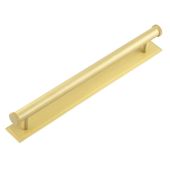 HOX-160SB-6060SB Frelan Hardware Hoxton Wenlock Cabinet Handle 224mm on Stepped Backplate Satin Brass