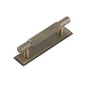 HOX-2050AB-6050AB Frelan Hardware Hoxton Taplow Cabinet Handle 96mm on Stepped Backplate Antique Brass