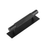 HOX-2050MB-5050MB Frelan Hardware Hoxton Taplow Cabinet Handle 96mm on Plain Backplate Matt Black