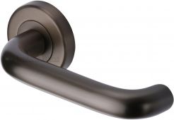 V3090-MB Heritage Brass Door Handle Lever Latch on Round Rose Harmony Design Matt Bronze Finish
