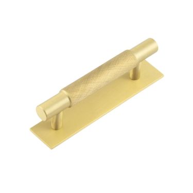 Click Here To Enlarge This Photo Of HOX-2050SB-5050SB Frelan Hardware Hoxton Taplow Cabinet Handle 96mm on Plain Backplate Satin Brass