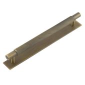 HOX-2060AB-5060AB Frelan Hardware Hoxton Taplow Cabinet Handle 224mm on Plain Backplate Antique Brass