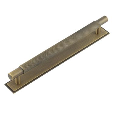 Click Here To Enlarge This Photo Of HOX-2060AB-6060AB Frelan Hardware Hoxton Taplow Cabinet Handle 224mm on Stepped Backplate Antique Brass