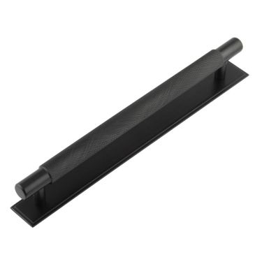 Click Here To Enlarge This Photo Of HOX-2060MB-6060MB Frelan Hardware Hoxton Taplow Cabinet Handle 224mm on Stepped Backplate Matt Black