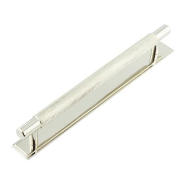 Click Here To Enlarge This Photo Of HOX-2060PN-6060PN Frelan Hardware Hoxton Taplow Cabinet Handle 224mm on Stepped Backplate Polished Nickel