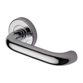 V3090-PC Heritage Brass Door Handle Lever Latch on Round Rose Harmony Design Polished Chrome Finish