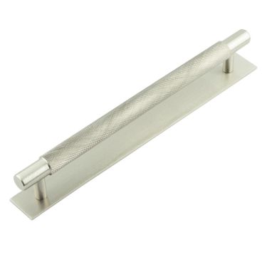 Click Here To Enlarge This Photo Of HOX-2060SN-5060SN Frelan Hardware Hoxton Taplow Cabinet Handle 224mm on Plain Backplate Satin Nickel