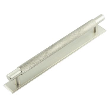 Click Here To Enlarge This Photo Of HOX-2060SN-6060SN Frelan Hardware Hoxton Taplow Cabinet Handle 224mm on Stepped Backplate Satin Nickel
