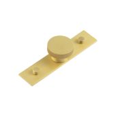 HOX-240SB-5090SB Frelan Hardware Hoxton Thaxted Cupboard Knob 40mm on Plain Backplate Satin Brass