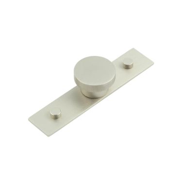 Click Here To Enlarge This Photo Of HOX-240SN-5090SN Frelan Hardware Hoxton Thaxted Cupboard Knob 40mm on Plain Backplate Satin Nickel