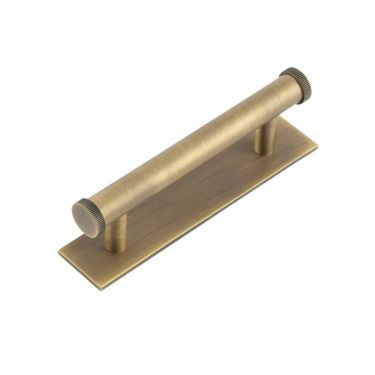 Click Here To Enlarge This Photo Of HOX-250AB-5050AB Frelan Hardware Hoxton Thaxted Cabinet Handle 96mm on Plain Backplate Antique Brass
