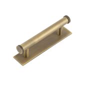 HOX-250AB-5050AB Frelan Hardware Hoxton Thaxted Cabinet Handle 96mm on Plain Backplate Antique Brass