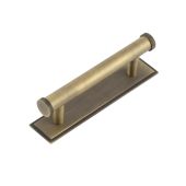 HOX-250AB-6050AB Frelan Hardware Hoxton Thaxted Cabinet Handle 96mm on Stepped Backplate Antique Brass