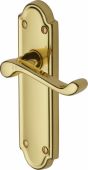 V313-PB Heritage Brass Door Handle Lever Latch Meridian Design Polished Brass Finish