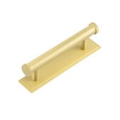 HOX-250SB-6050SB Frelan Hardware Hoxton Thaxted Cabinet Handle 96mm on Stepped Backplate Satin Brass